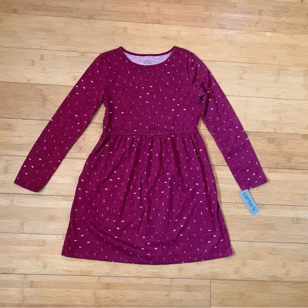 NWT Girls Size 12 Carter's Long-Sleeve Knit Dress